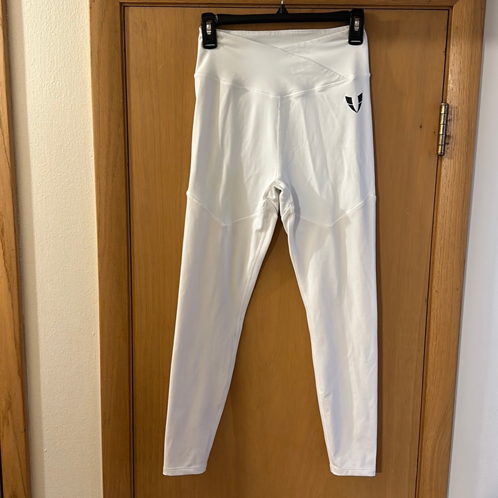 Firm ABS Women’s Compression Slimming Pocket Leggings White Size Large